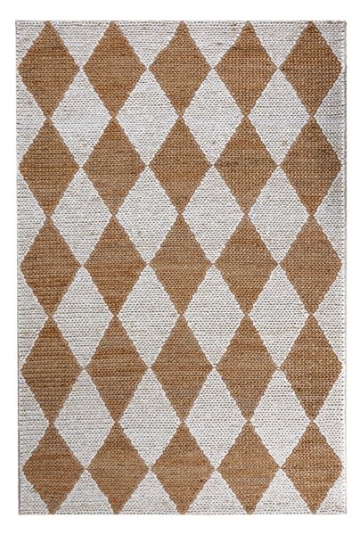 Ročno tkana preproga iz mešanice jute v beli in naravni barvi 120x170 cm Effie Diamond – Flair Rugs