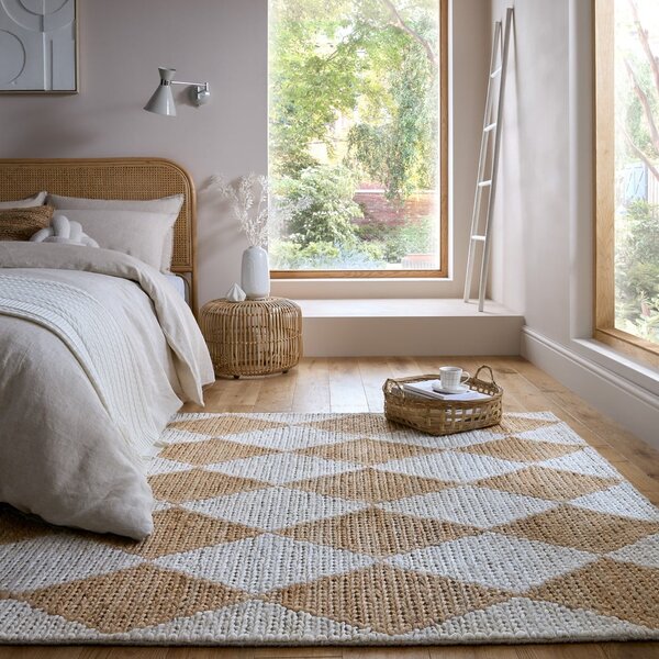 Ročno tkana preproga iz mešanice jute v beli in naravni barvi 120x170 cm Effie Diamond – Flair Rugs