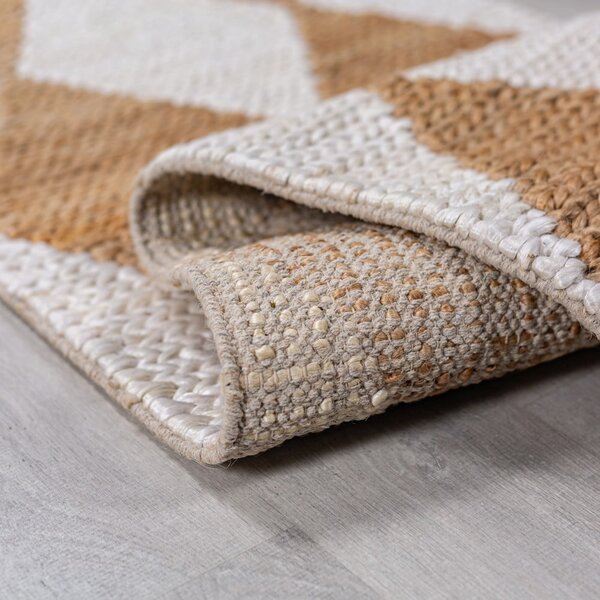 Ročno tkana preproga iz mešanice jute v beli in naravni barvi 120x170 cm Effie Diamond – Flair Rugs