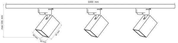 Reflektor za tračni sistem SQUARE 3xGU10/10W/230V + 1 m tračni sistem