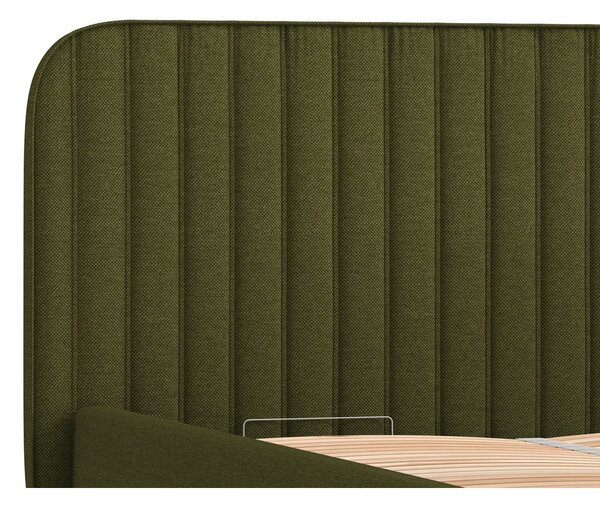 Zelena oblazinjena postelja s prostorom za shranjevanje z letvenim dnom 120x200 cm Noto – Maison de Rêve