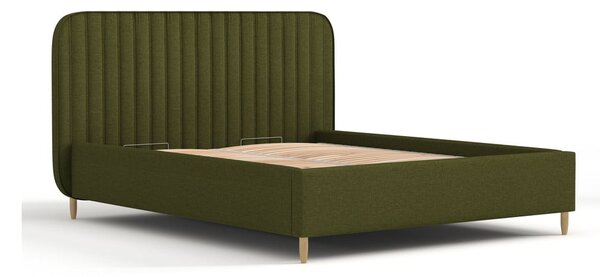 Zelena oblazinjena postelja s prostorom za shranjevanje z letvenim dnom 120x200 cm Noto – Maison de Rêve