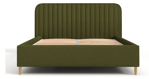 Zelena oblazinjena postelja s prostorom za shranjevanje z letvenim dnom 120x200 cm Noto – Maison de Rêve