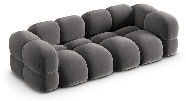 Siva žametna sedežna garnitura 250 cm Loretto – Cosmopolitan Design