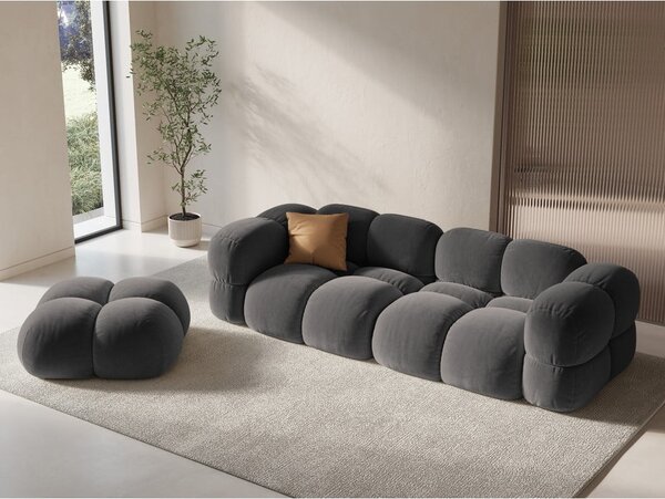Siva žametna sedežna garnitura 250 cm Loretto – Cosmopolitan Design
