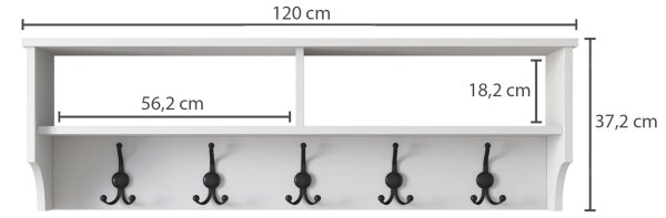 Stenski obešalnik RANI 120x37,2 cm bela