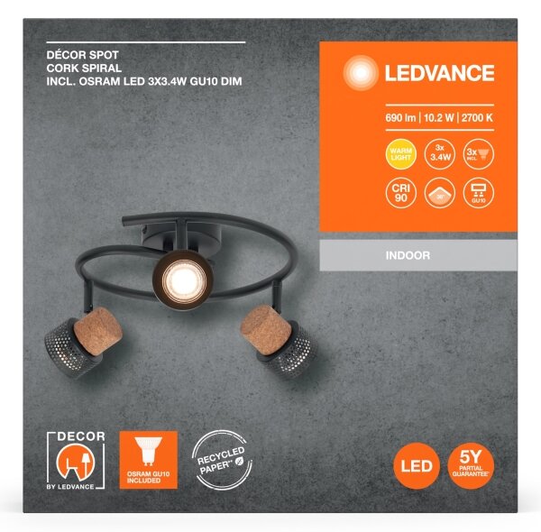 Ledvance - LED Reflektor DECOR CORK 3xGU10/3,4W/230V