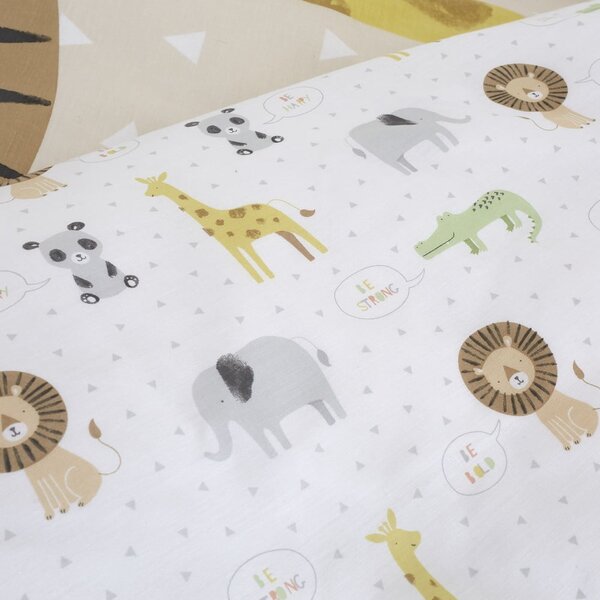 Svetlo rjava otroška posteljnina za posteljico 120x150 cm Roarsome Animals – Catherine Lansfield