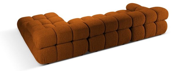 Oranžna kotna sedežna garnitura iz tkanine bouclé (desni kot) Bellis – Micadoni Home