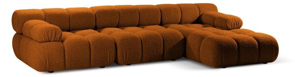 Oranžna kotna sedežna garnitura iz tkanine bouclé (desni kot) Bellis – Micadoni Home