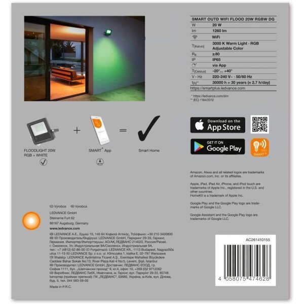 Ledvance - LED RGBW Reflektor SMART+ FLOOD LED/20W/230V IP65 Wi-Fi