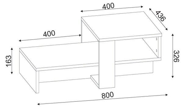 Klubska mizica CHAIN 90x43,6 cm rjava/bela