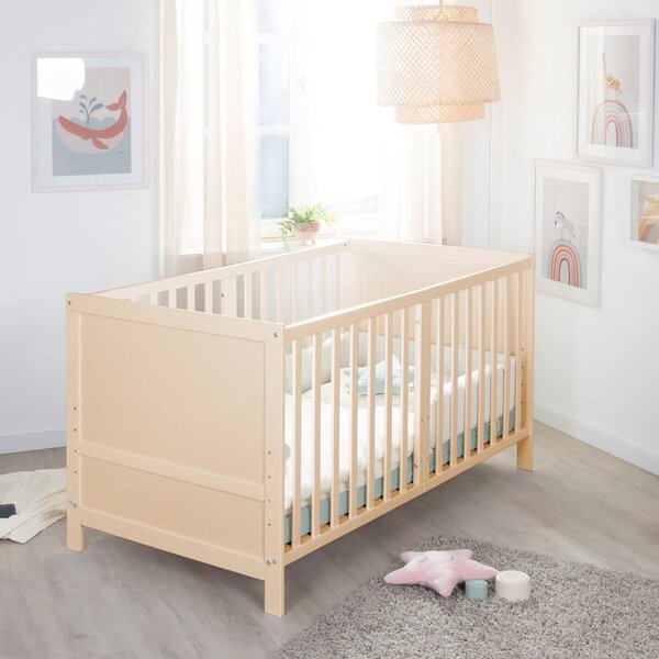 Otroška posteljica z nastavljivo višino 70x140 cm v naravni barvi Easy Sleep – Roba