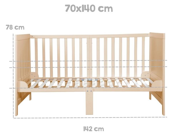 Otroška posteljica z nastavljivo višino 70x140 cm v naravni barvi Easy Sleep – Roba