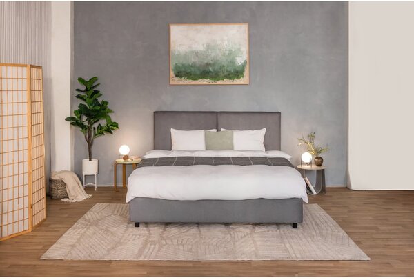 Siva oblazinjena zakonska postelja s prostorom za shranjevanje z letvenim dnom 160x200 cm Myra Bold – Bonami Selection