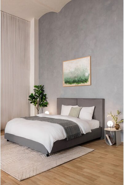 Siva oblazinjena zakonska postelja s prostorom za shranjevanje z letvenim dnom 160x200 cm Myra Bold – Bonami Selection