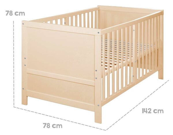 Otroška posteljica z nastavljivo višino 70x140 cm v naravni barvi Easy Sleep – Roba