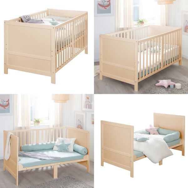 Otroška posteljica z nastavljivo višino 70x140 cm v naravni barvi Easy Sleep – Roba