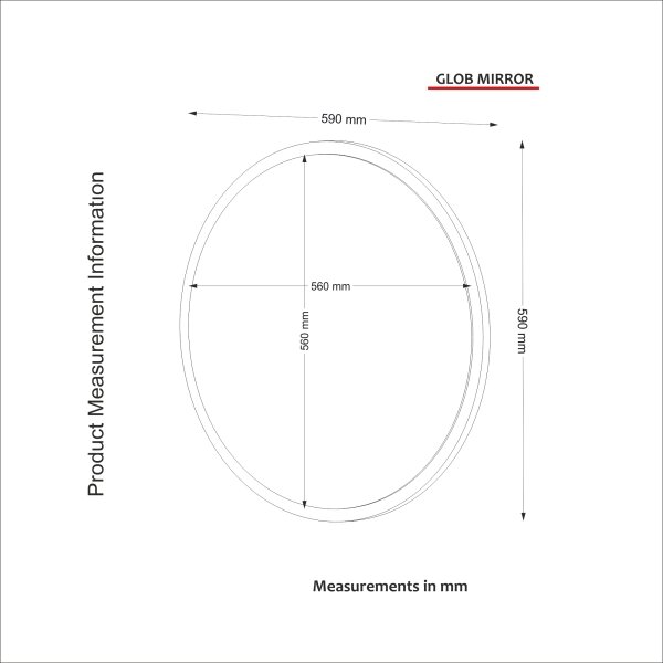 Stensko ogledalo GLOB pr. 59 cm bela