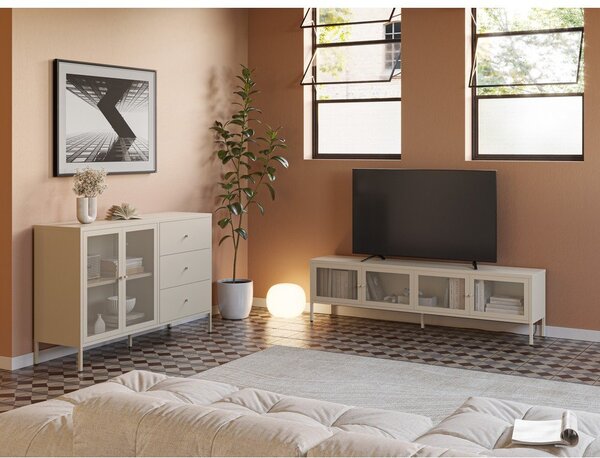 Kremno bela kovinska komoda 140x90x40 cm Fayna – Marckeric