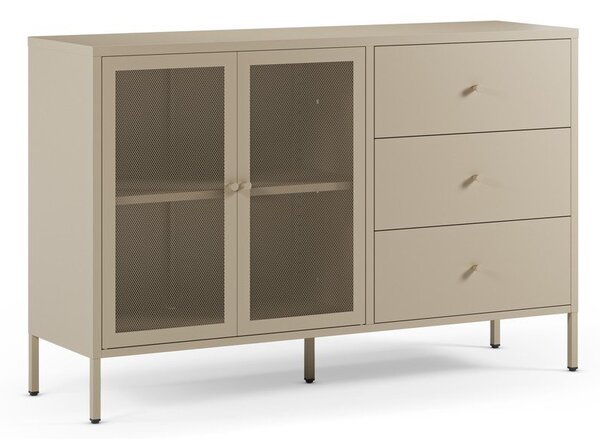 Kremno bela kovinska komoda 140x90x40 cm Fayna – Marckeric