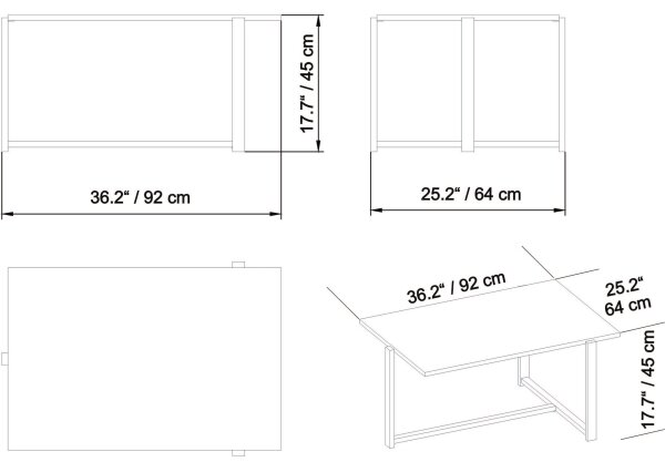 Klubska mizica MERIDETHS 45x92 cm rjava/črna