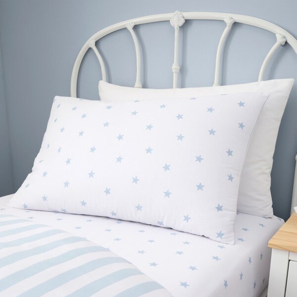 Bela/modra enojna bombažna otroška posteljnina 135x200 cm Mini Star & Stripes – Bianca