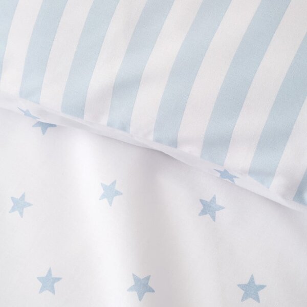 Bela/modra enojna bombažna otroška posteljnina 135x200 cm Mini Star & Stripes – Bianca