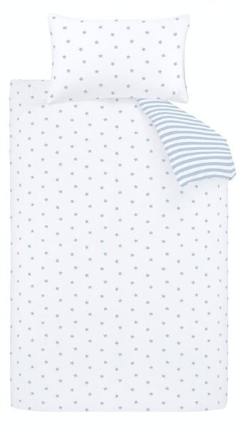 Bela/modra enojna bombažna otroška posteljnina 135x200 cm Mini Star & Stripes – Bianca