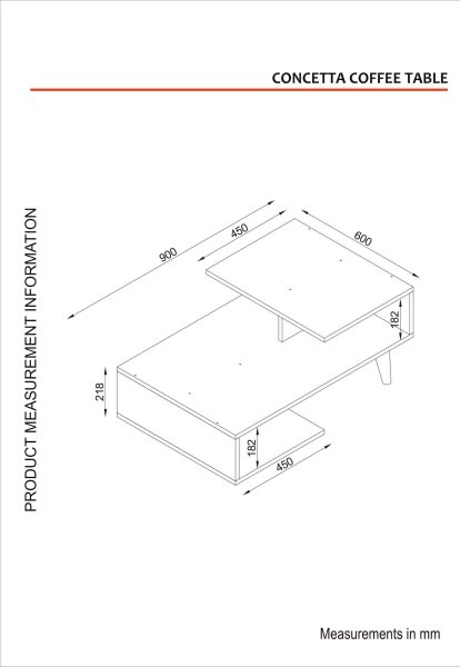 Klubska mizica CONCETTA 40x90 cm bela