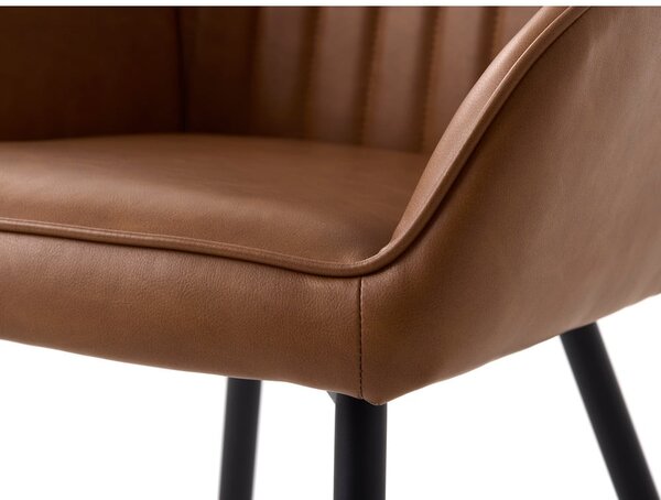 Rjavi oblazinjeni jedilni stoli v kompletu z nasloni za roke 2 ks Nolan Stripe – Unique Furniture