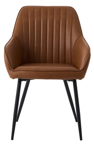 Rjavi oblazinjeni jedilni stoli v kompletu z nasloni za roke 2 ks Nolan Stripe – Unique Furniture