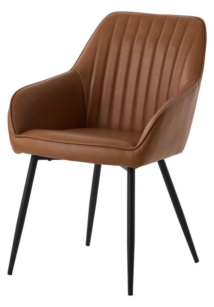Rjavi oblazinjeni jedilni stoli v kompletu z nasloni za roke 2 ks Nolan Stripe – Unique Furniture