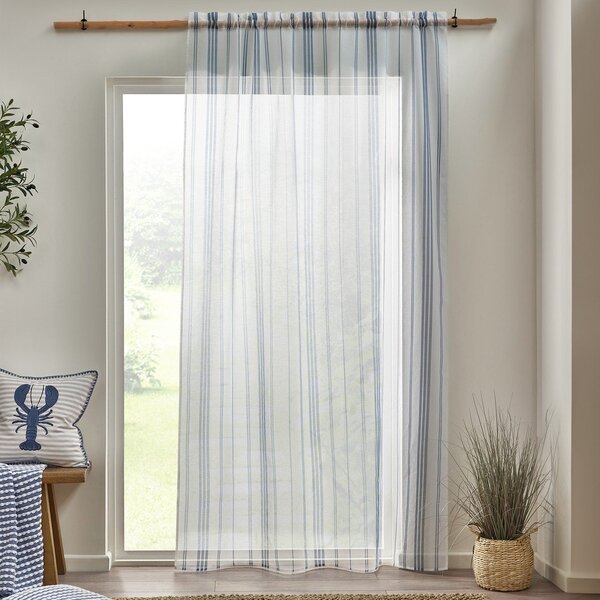 Bela prosojna zavesa iz tančice 140x229 cm Harbour Stripe – Catherine Lansfield