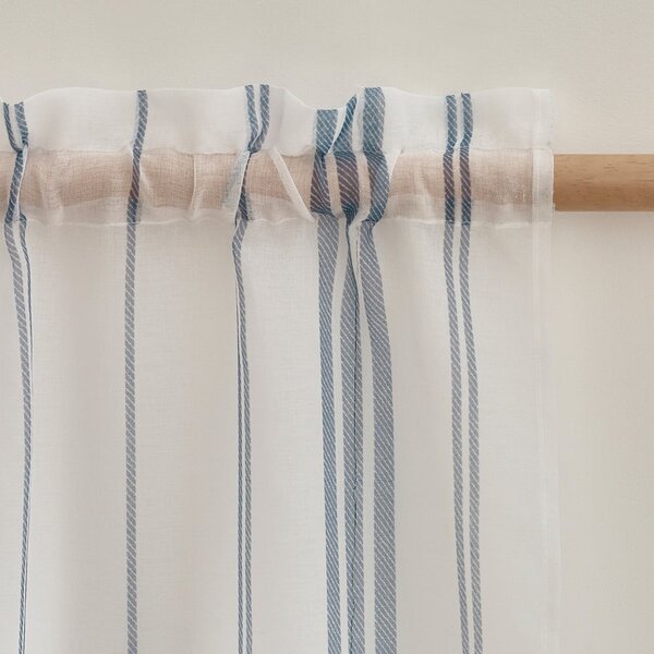 Bela prosojna zavesa iz tančice 140x229 cm Harbour Stripe – Catherine Lansfield