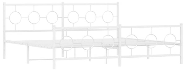 VidaXL Kovinski posteljni okvir z vzglavjem in vznožjem bel 193x203 cm