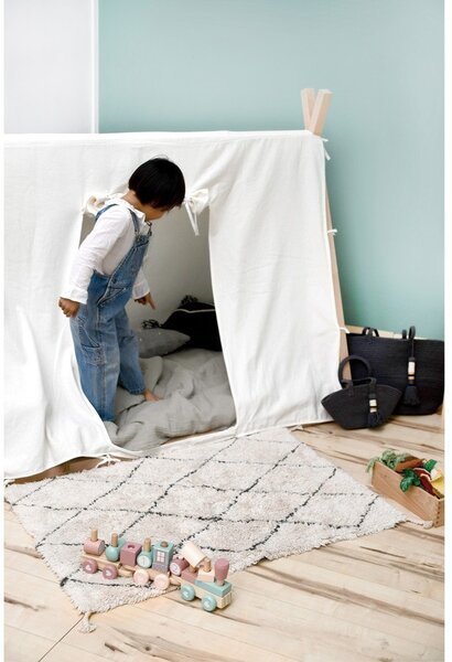 Kremno bela pralna ročno tkana bombažna preproga 70x100 cm Mini Bereber – Lorena Canals