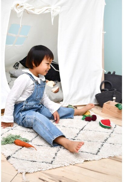 Kremno bela pralna ročno tkana bombažna preproga 70x100 cm Mini Bereber – Lorena Canals