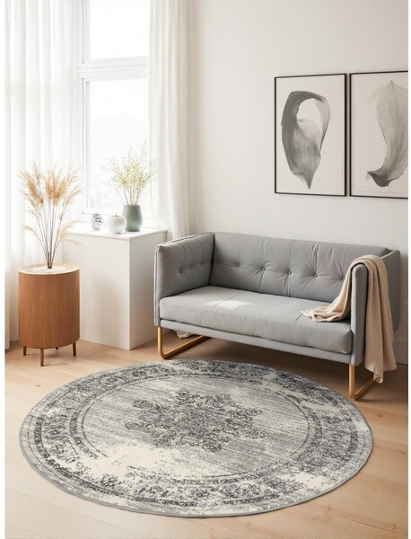 Siva/kremno bela okrogla preproga ø 120 cm Gloria Lydia – Hanse Home