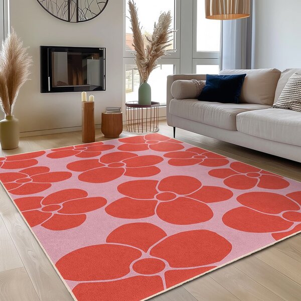 Rdeč/rožnat pralen tekač 60x230 cm Poppy Fields – Mila Home