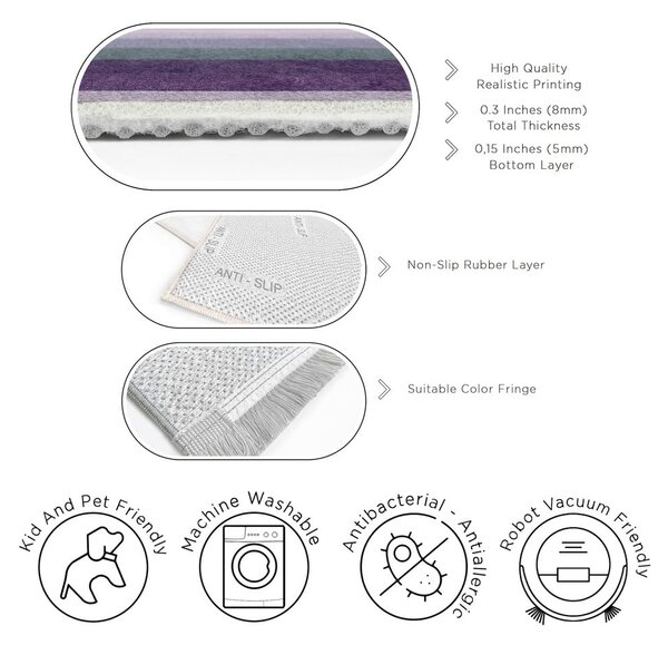 Vijoličen pralen tekač 60x230 cm Purple Rain – Mila Home