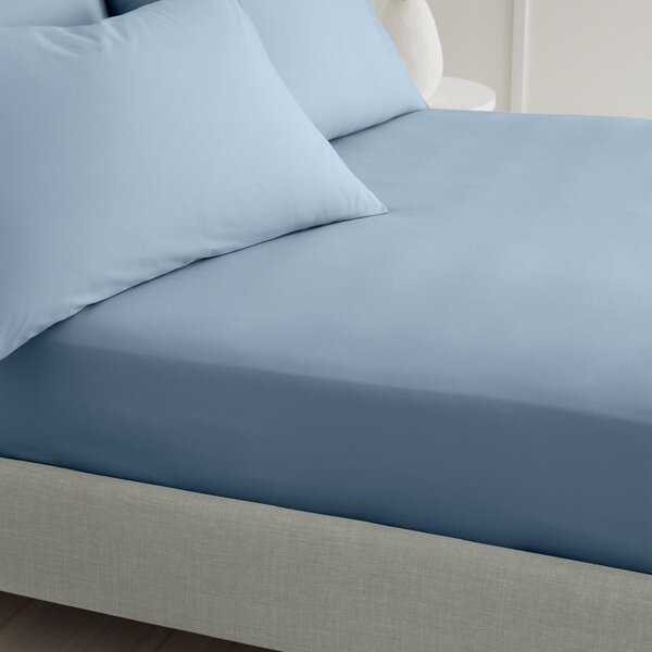 Modra napenjalna rjuha iz bombažnega perkala 90x190 cm Cotton Percale – Bianca