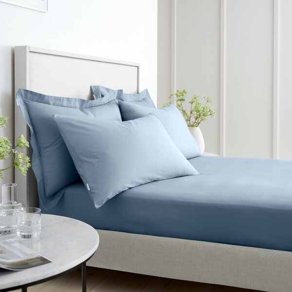Modra napenjalna rjuha iz bombažnega perkala 90x190 cm Cotton Percale – Bianca