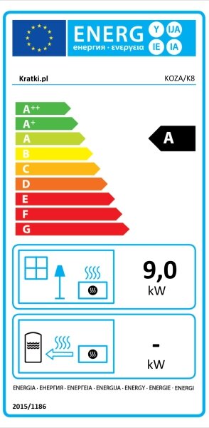 Kratki Koza K8 - Litoželezni kamin 9kW 130 mm