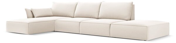Bež žametna kotna sedežna garnitura (levi kot/z ležalnikom) Vanda – Mazzini Sofas