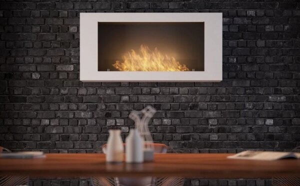 InFire - Stenski BIO kamin 100x56 cm 3kW bela