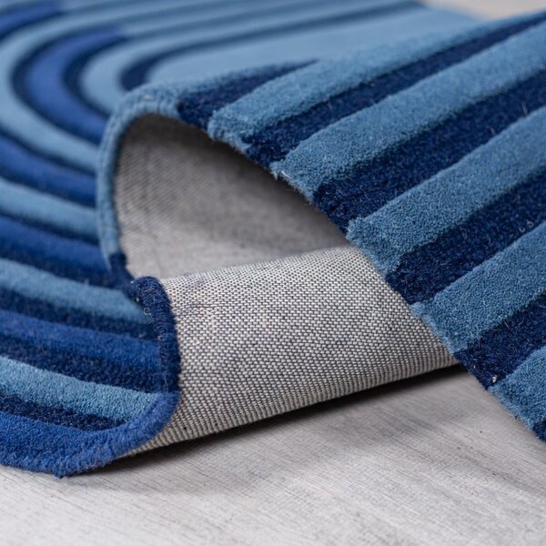 Temno modra ročno tkana volnena preproga 120x180 cm Conway Retro – Flair Rugs