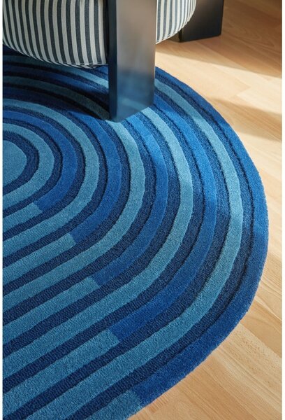 Temno modra ročno tkana volnena preproga 120x180 cm Conway Retro – Flair Rugs