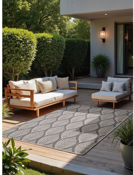 Sivo-slonokoščena notranja in zunanja preproga 160x230 cm Duet Liora – NORTHRUGS