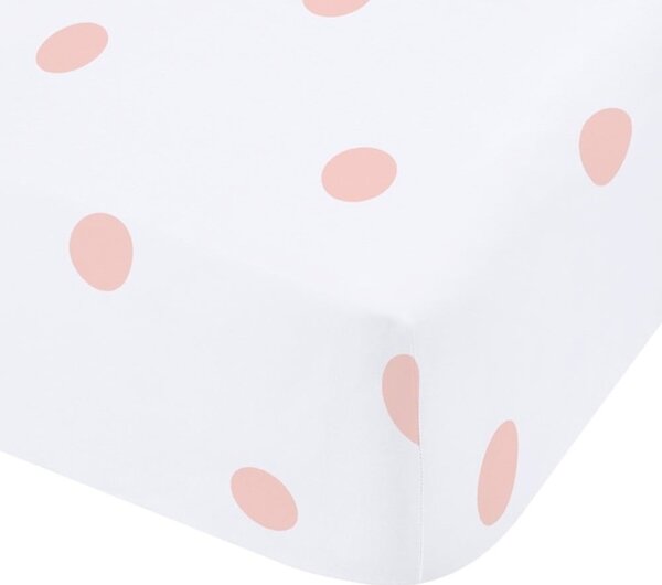Bela/rožnata napenjalna flanelna rjuha 90x190 cm Polka Dot – Catherine Lansfield